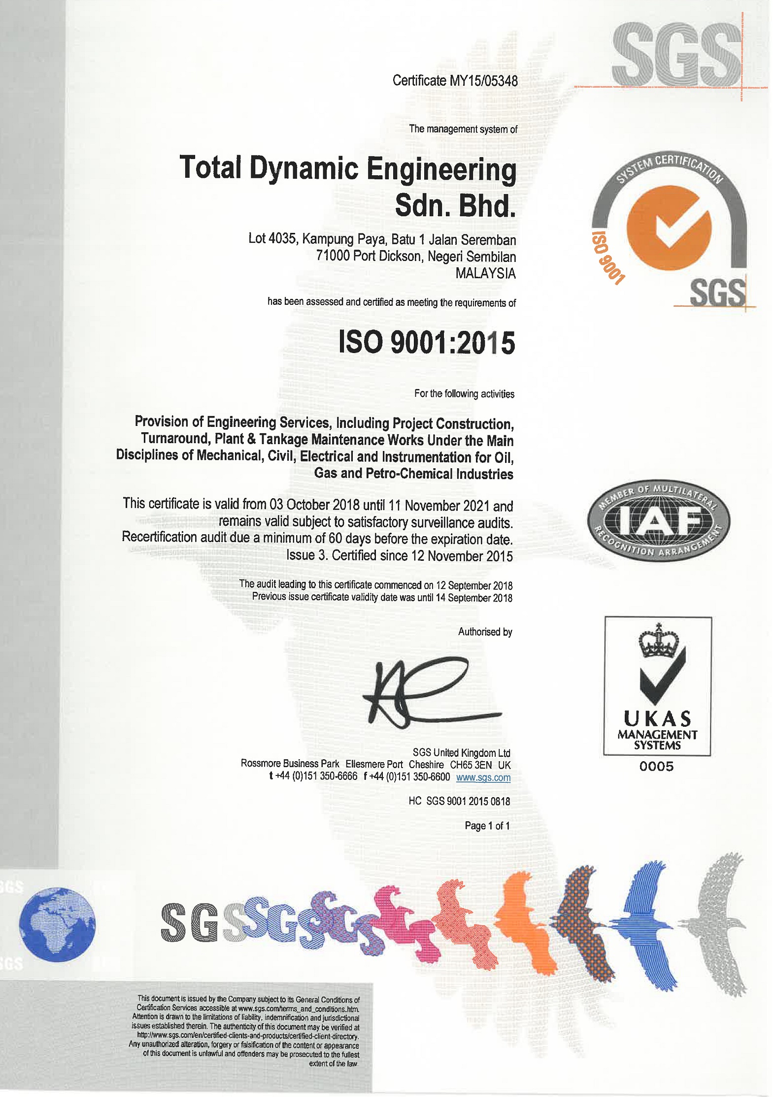 ISO 9001:2015 UKAS